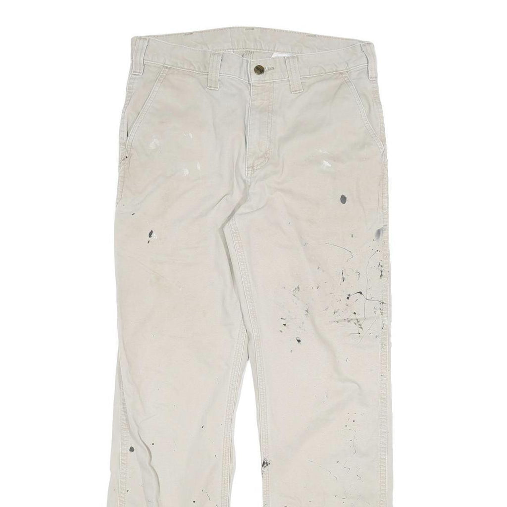 CARHARTT Mens Cotton Blend White Regular Straight Trousers W32 L31 Workwear