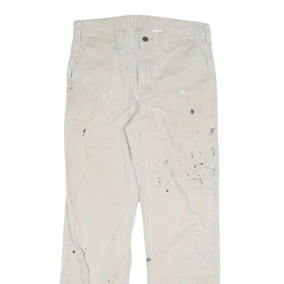 CARHARTT Mens Cotton Blend White Regular Straight Trousers W32 L31 Workwear