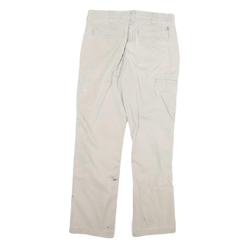 CARHARTT Mens Cotton Blend White Regular Straight Trousers W32 L31 Workwear