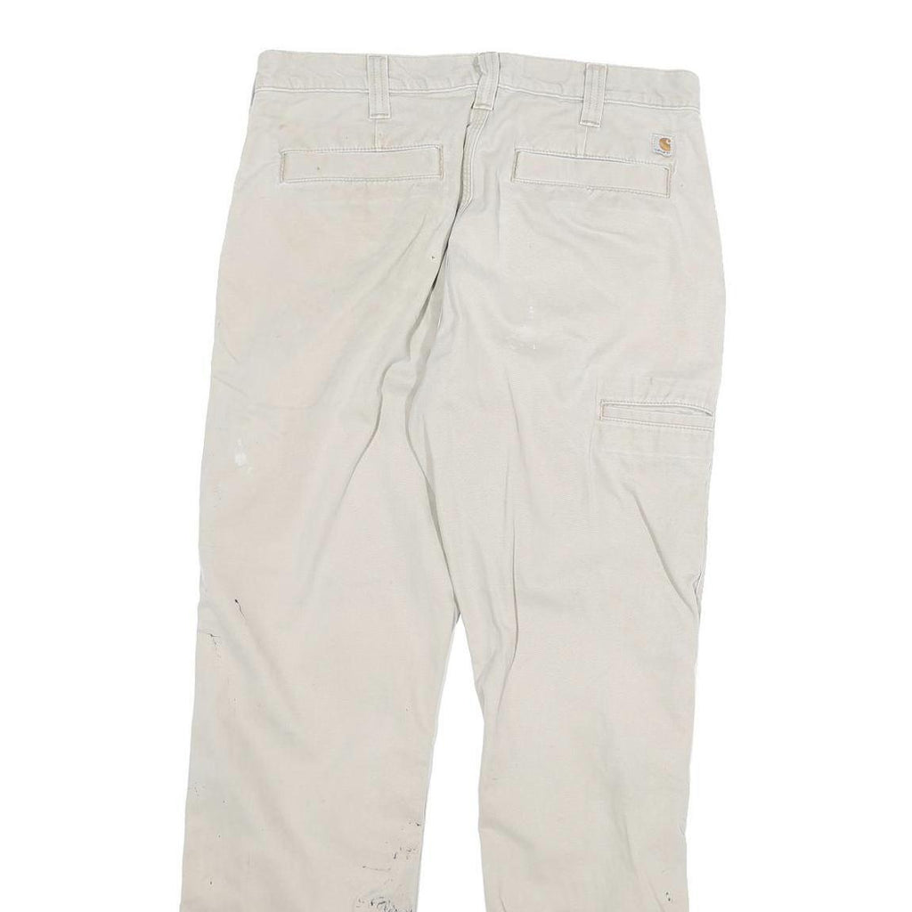 CARHARTT Mens Cotton Blend White Regular Straight Trousers W32 L31 Workwear