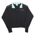 CHAMPION Womens Black & Mint Green 1/4 Zip Sweatshirt S Cotton Blend Casual