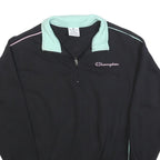 CHAMPION Womens Black & Mint Green 1/4 Zip Sweatshirt S Cotton Blend Casual