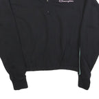 CHAMPION Womens Black & Mint Green 1/4 Zip Sweatshirt S Cotton Blend Casual