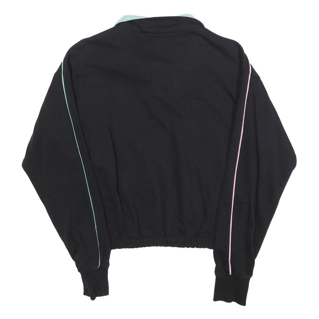 CHAMPION Womens Black & Mint Green 1/4 Zip Sweatshirt S Cotton Blend Casual