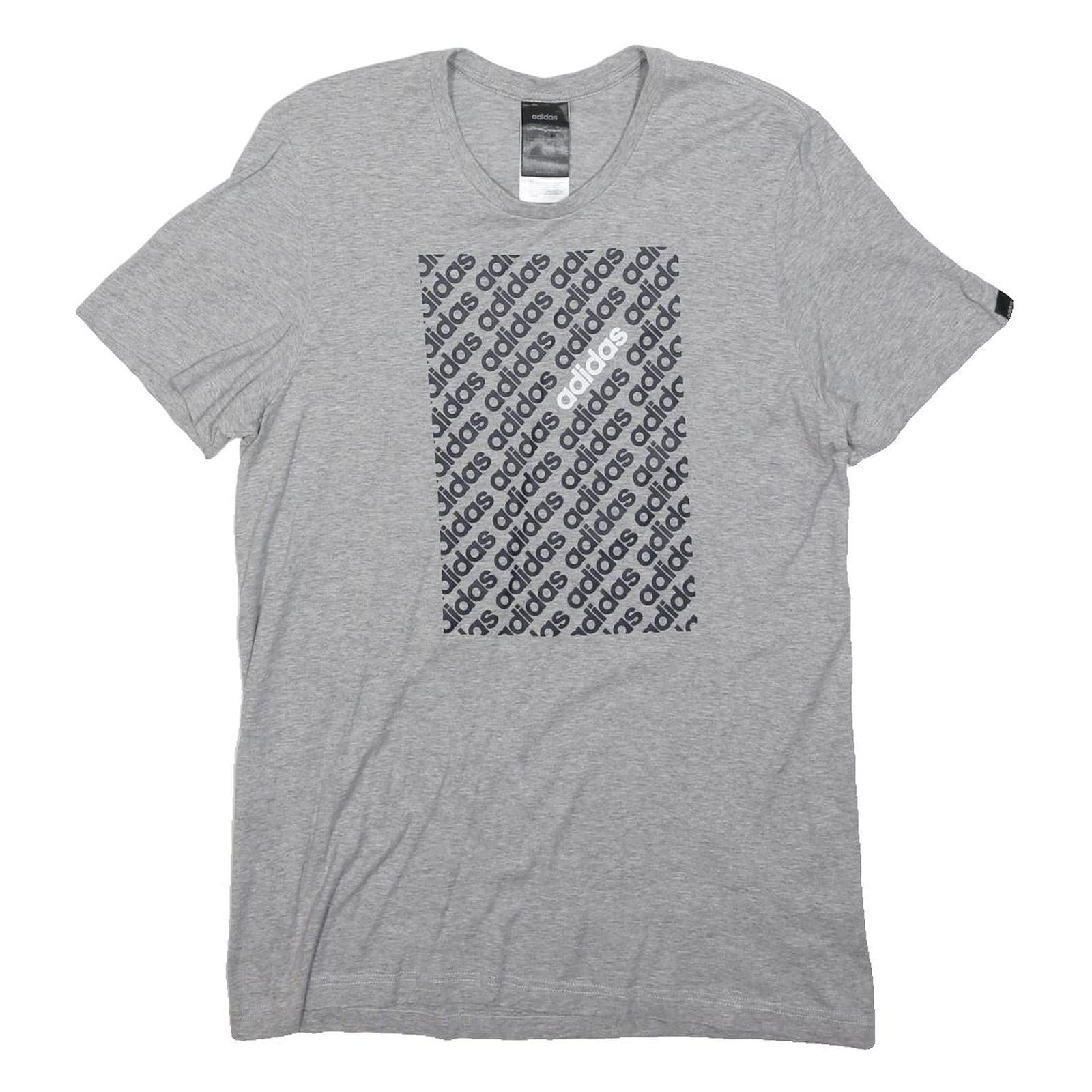 ADIDAS Mens Grey S Printed Logo Graphic T-Shirt Short Sleeve Crew Neck Cotton