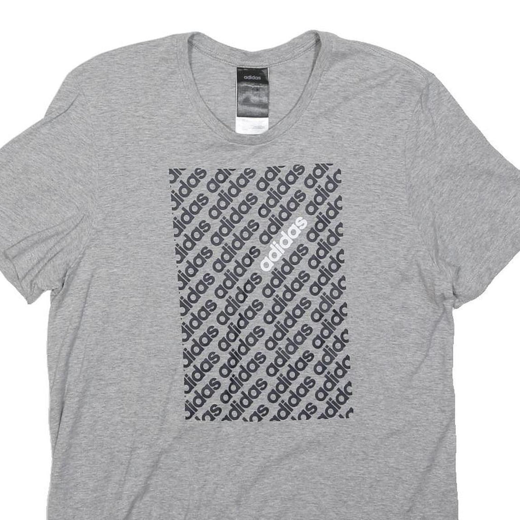 ADIDAS Mens Grey S Printed Logo Graphic T-Shirt Short Sleeve Crew Neck Cotton