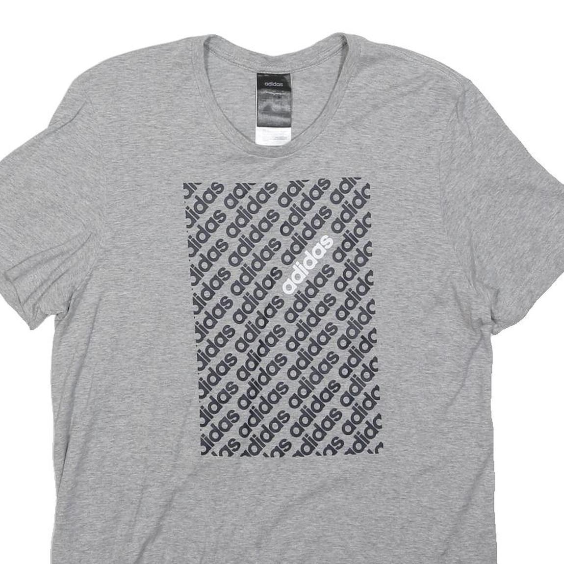 ADIDAS Mens Grey S Printed Logo Graphic T-Shirt Short Sleeve Crew Neck Cotton