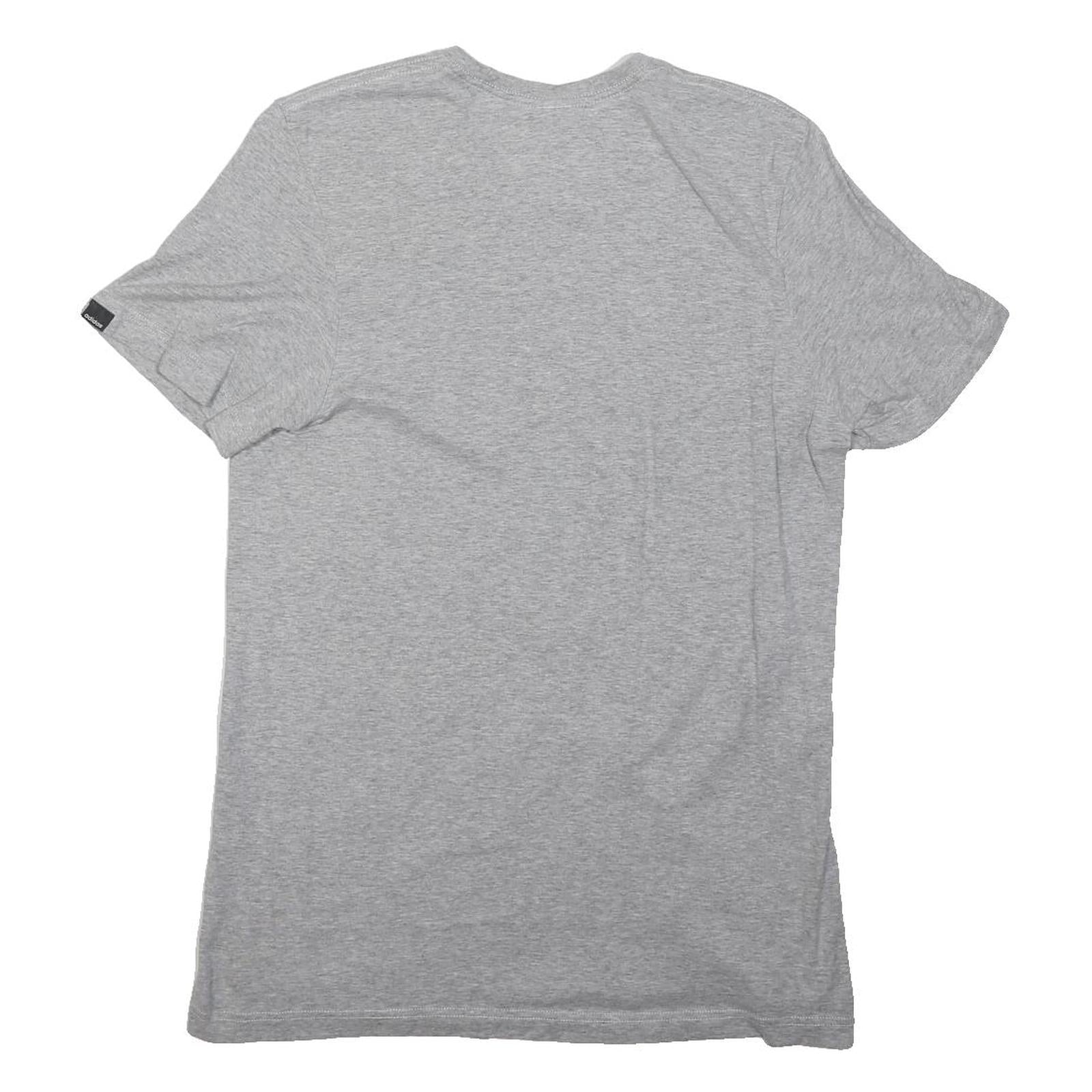 ADIDAS Mens Grey S Printed Logo Graphic T-Shirt Short Sleeve Crew Neck Cotton