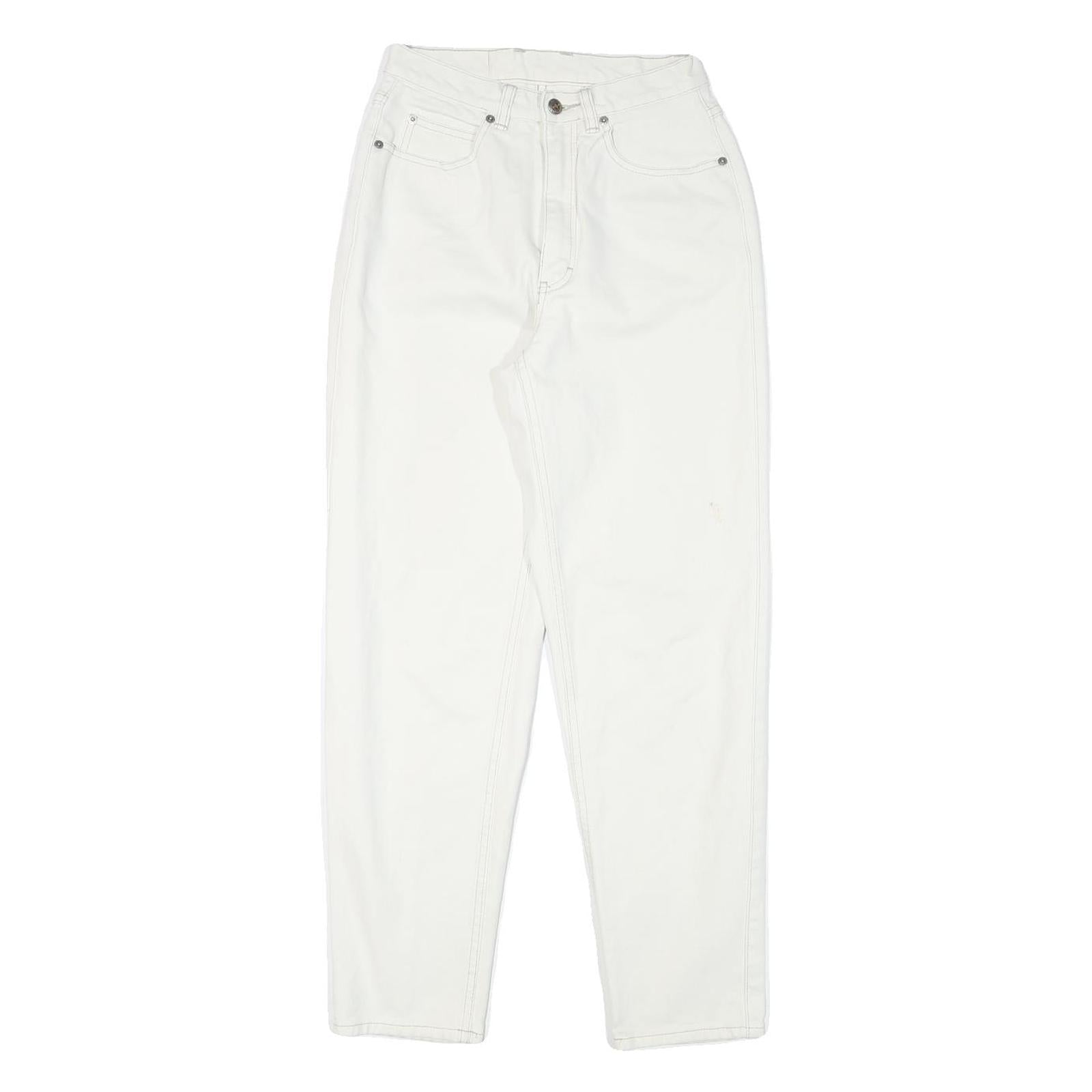 TEDDYS Womens Jeans White Relaxed Straight Cotton Blend W24 L28 Casual Wear