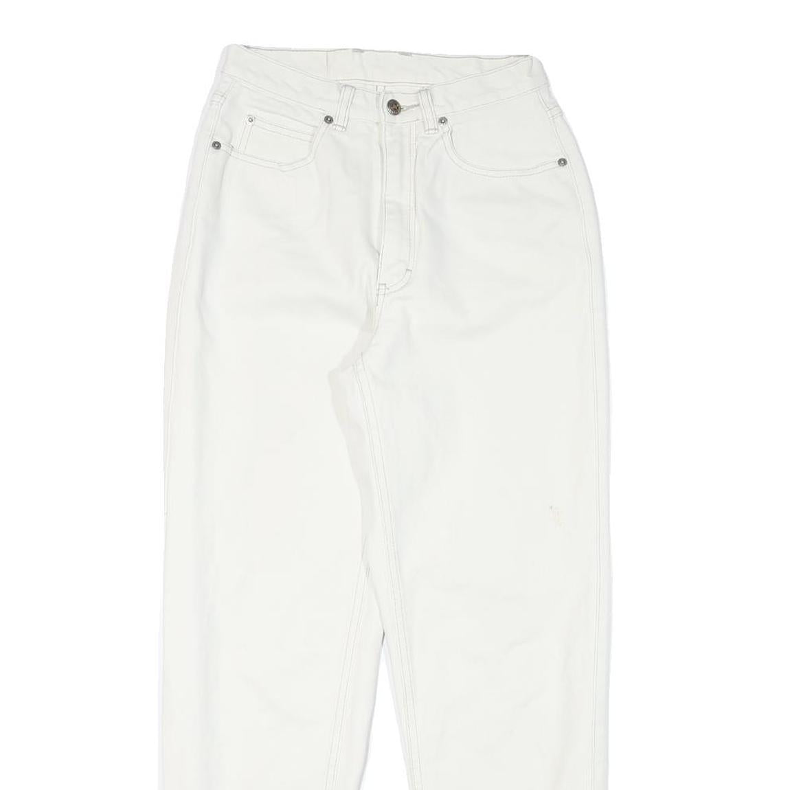 TEDDYS Womens Jeans White Relaxed Straight Cotton Blend W24 L28 Casual Wear