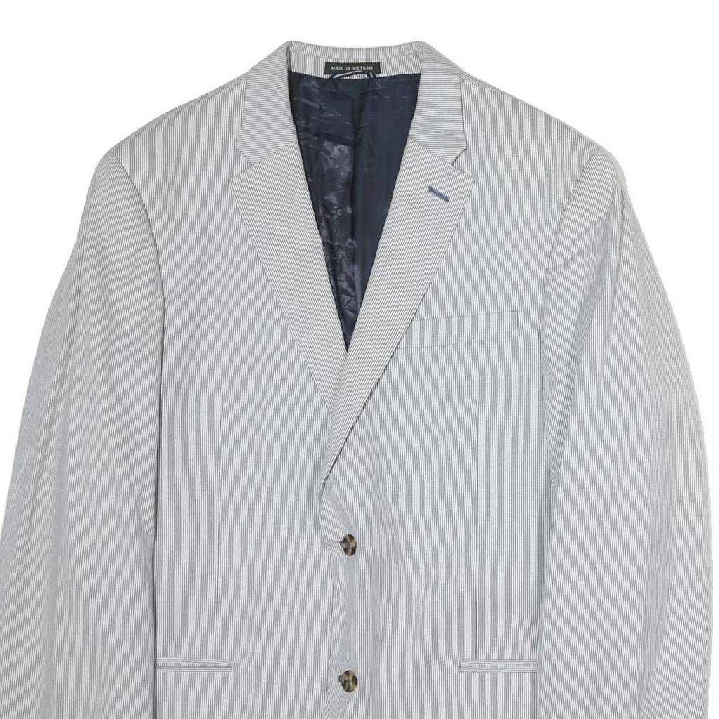 TOMMY HILFIGER Mens Blue White Pinstripe Blazer Jacket XL Cotton Button Classic
