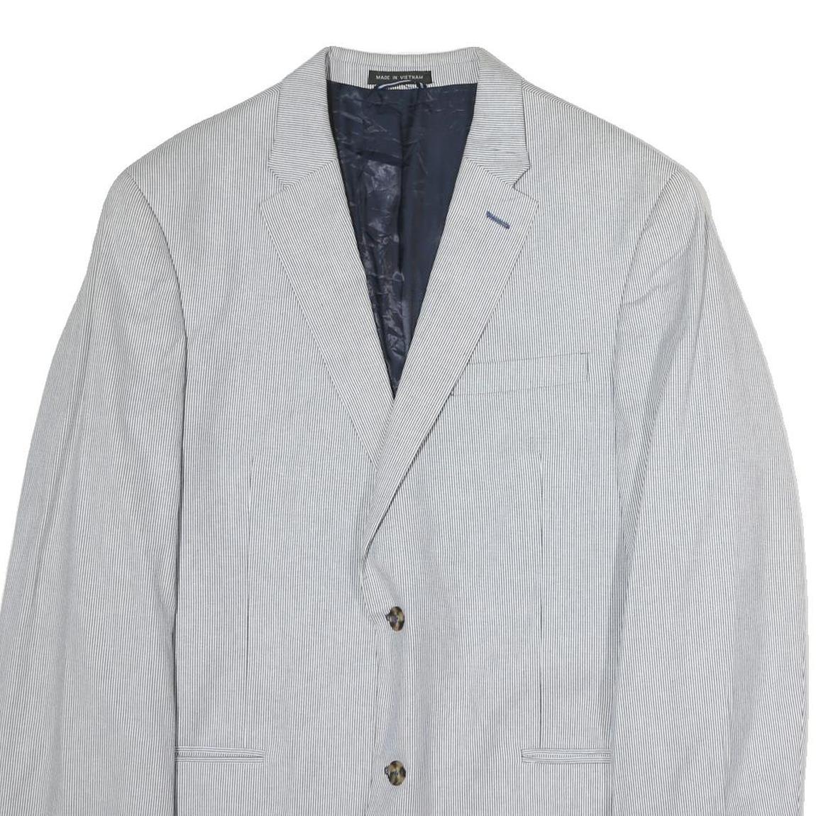 TOMMY HILFIGER Mens Blue White Pinstripe Blazer Jacket XL Cotton Button Classic