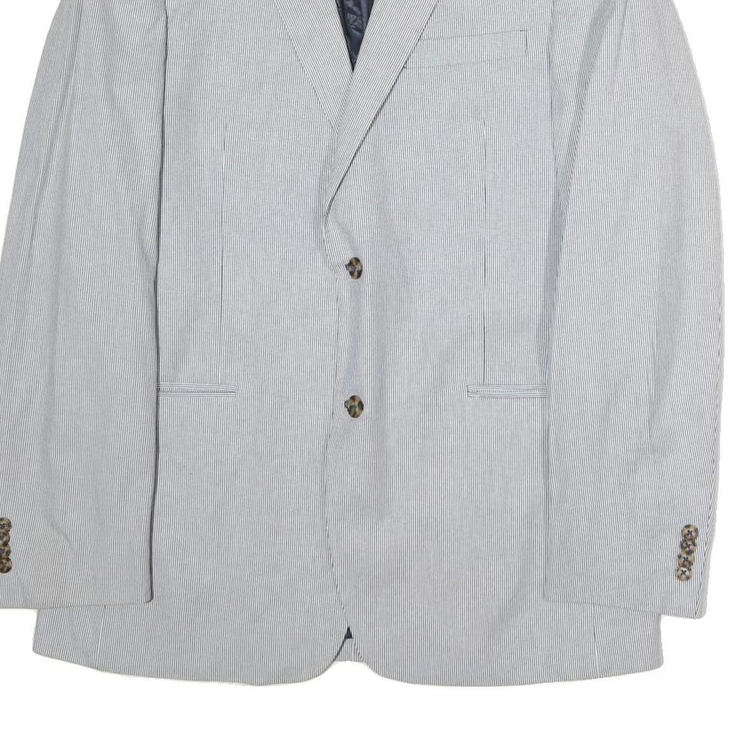 TOMMY HILFIGER Mens Blue White Pinstripe Blazer Jacket XL Cotton Button Classic