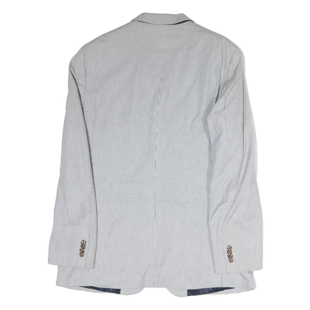 TOMMY HILFIGER Mens Blue White Pinstripe Blazer Jacket XL Cotton Button Classic