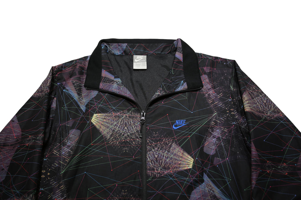 NIKE TN Air Mens Black Geometric Jacket S Polyester Zip Athletic Sportswear