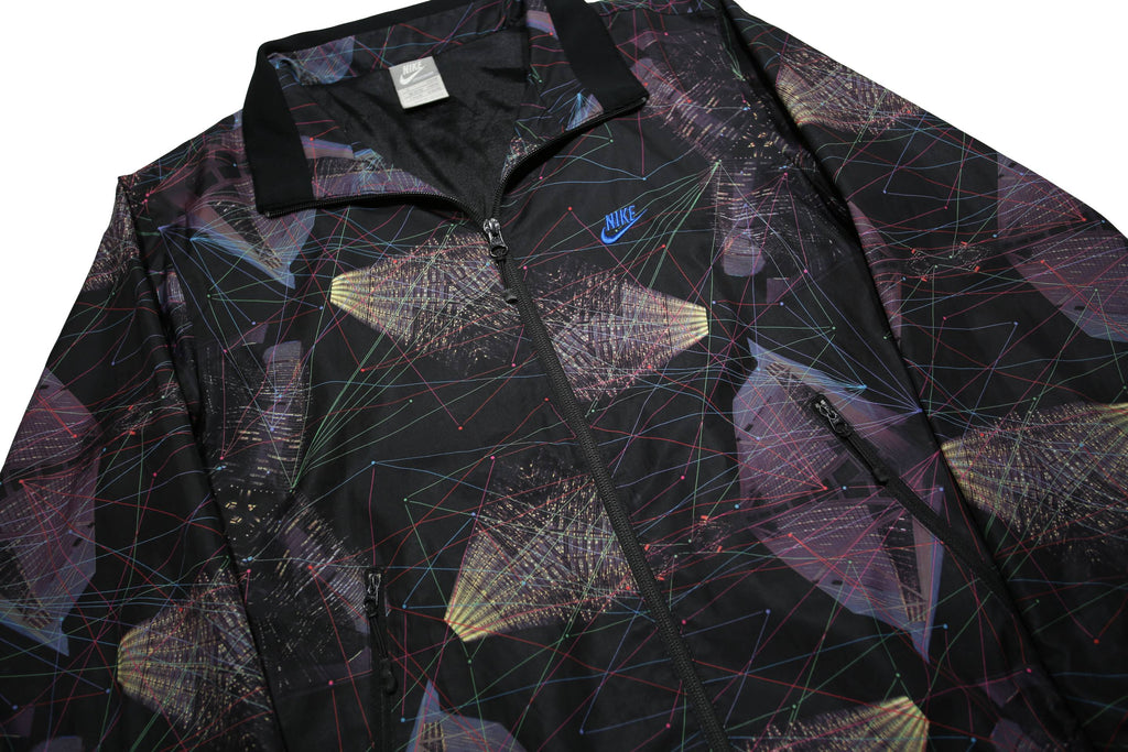 NIKE TN Air Mens Black Geometric Jacket S Polyester Zip Athletic Sportswear