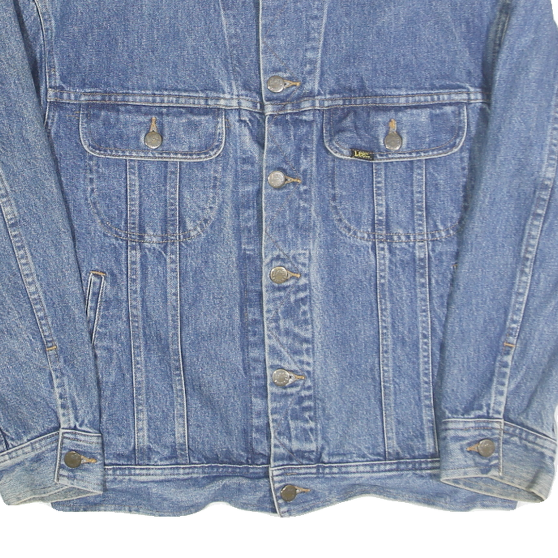 LEE Mens Blue Cotton Denim Jacket M Button Closure Classic Fit Casual Wear