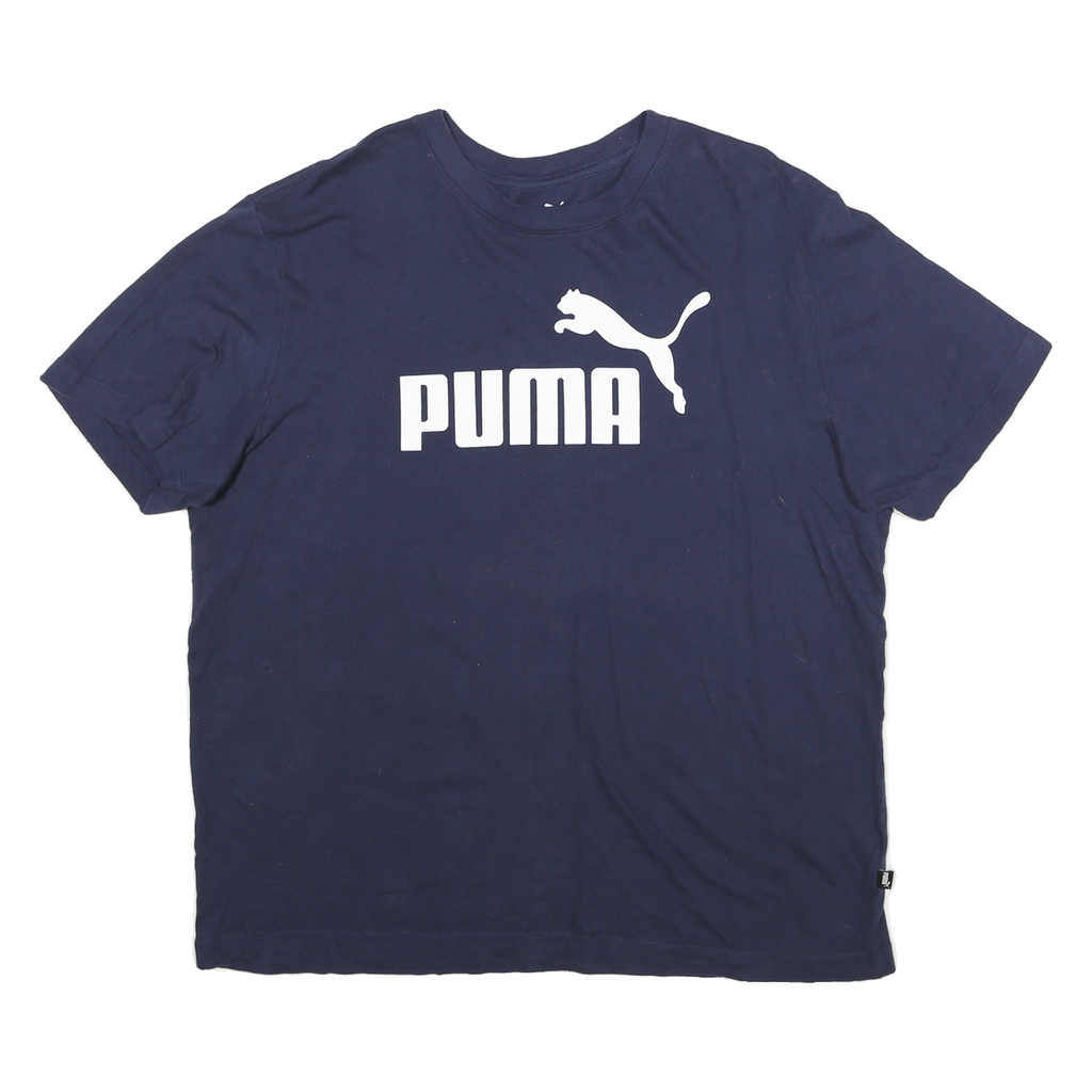 PUMA Mens Blue Logo Graphic T-Shirt L Short Sleeve Crew Neck Cotton Blend