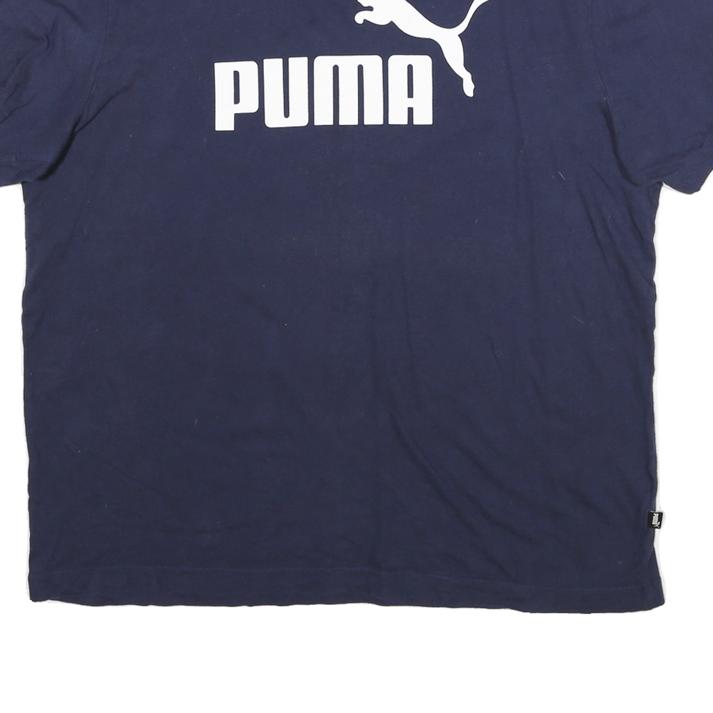 PUMA Mens Blue Logo Graphic T-Shirt L Short Sleeve Crew Neck Cotton Blend