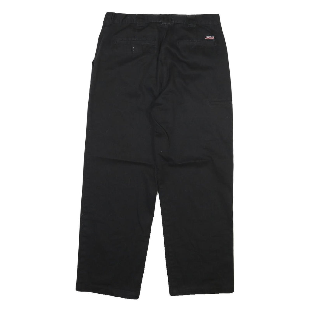 DICKIES Mens Cotton Blend Black Regular Straight Trousers W36 L30 Workwear Zip