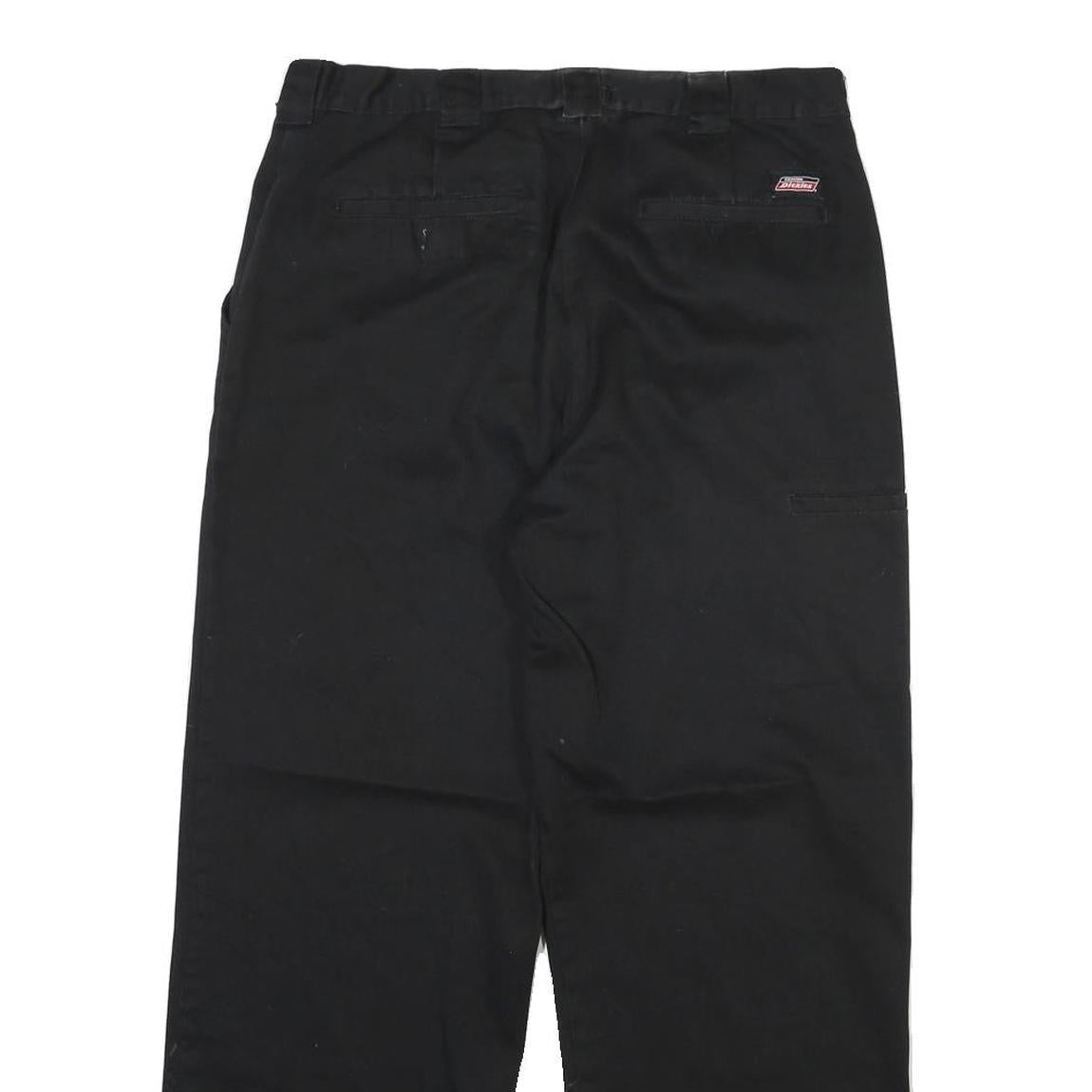 DICKIES Mens Cotton Blend Black Regular Straight Trousers W36 L30 Workwear Zip