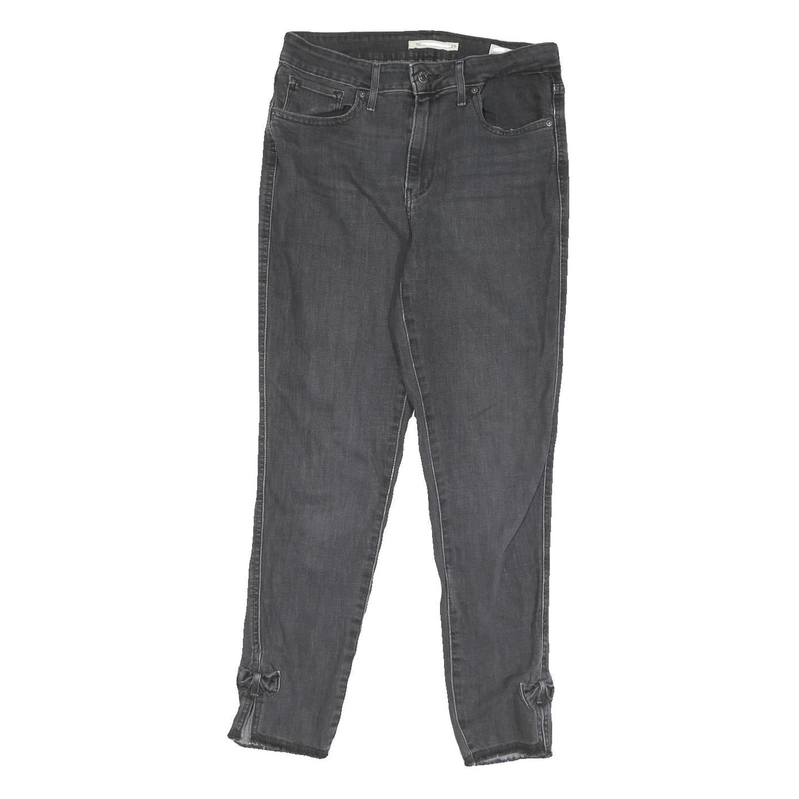 LEVI'S Womens Jeans Black Slim Skinny Denim W29 L27 Bow Detail Ankle Zip