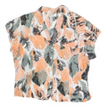Womens Orange Green & Black Leaf Print Blouse Short Sleeve Collared UK 14