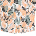 Womens Orange Green & Black Leaf Print Blouse Short Sleeve Collared UK 14
