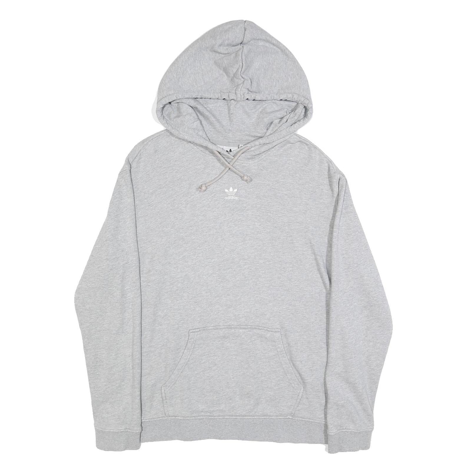 ADIDAS Womens Grey Hoodie UK 18 Cotton Blend Pullover Casual Hooded Sweatshirt