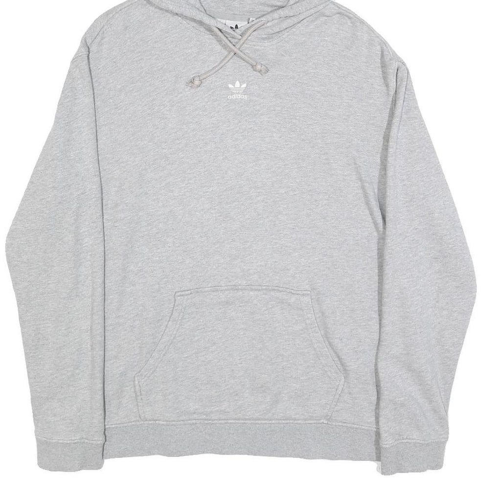 ADIDAS Womens Grey Hoodie UK 18 Cotton Blend Pullover Casual Hooded Sweatshirt