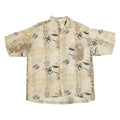 M.E SPORT Mens Beige Pattern Rayon Shirt L Tropical Casual Lightweight