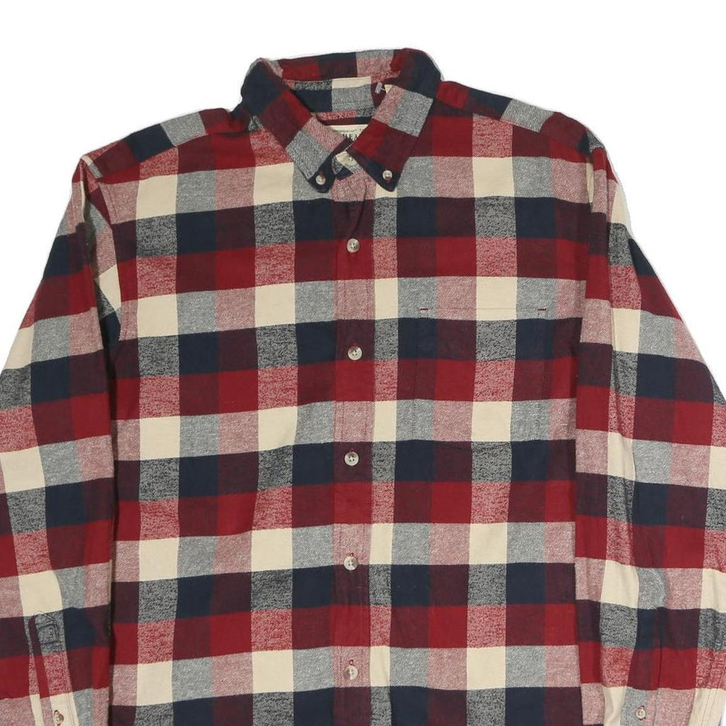 RED HEAD Mens Red Blue & Cream Check Shirt L Button Down Cotton Casual