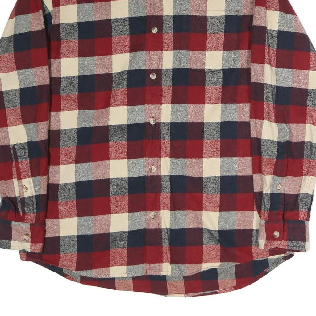 RED HEAD Mens Red Blue & Cream Check Shirt L Button Down Cotton Casual