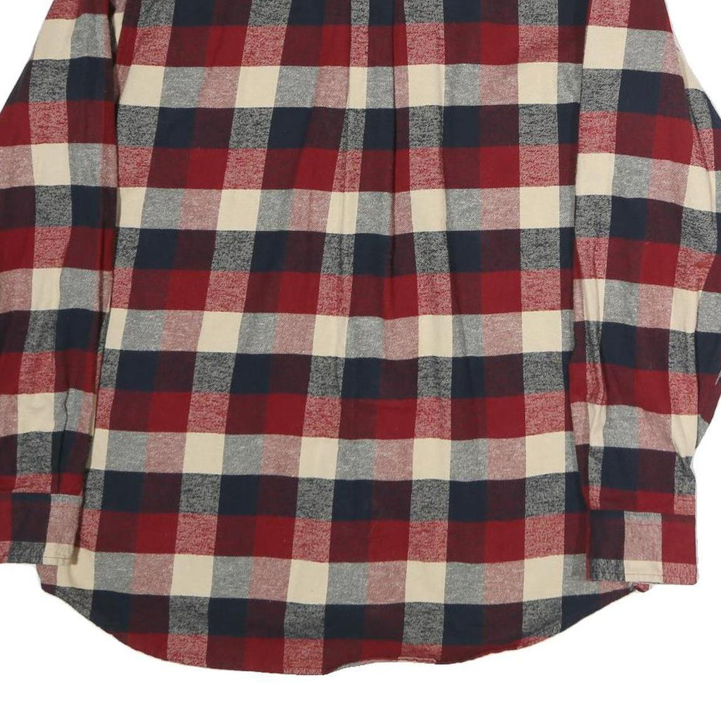 RED HEAD Mens Red Blue & Cream Check Shirt L Button Down Cotton Casual