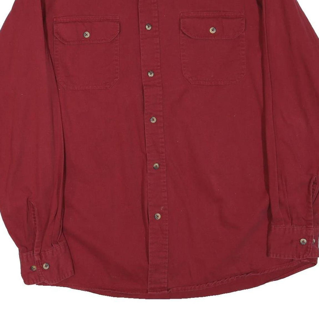 WRANGLER Mens Red Cotton Blend Shirt M Long Sleeve Button Pocket Casual