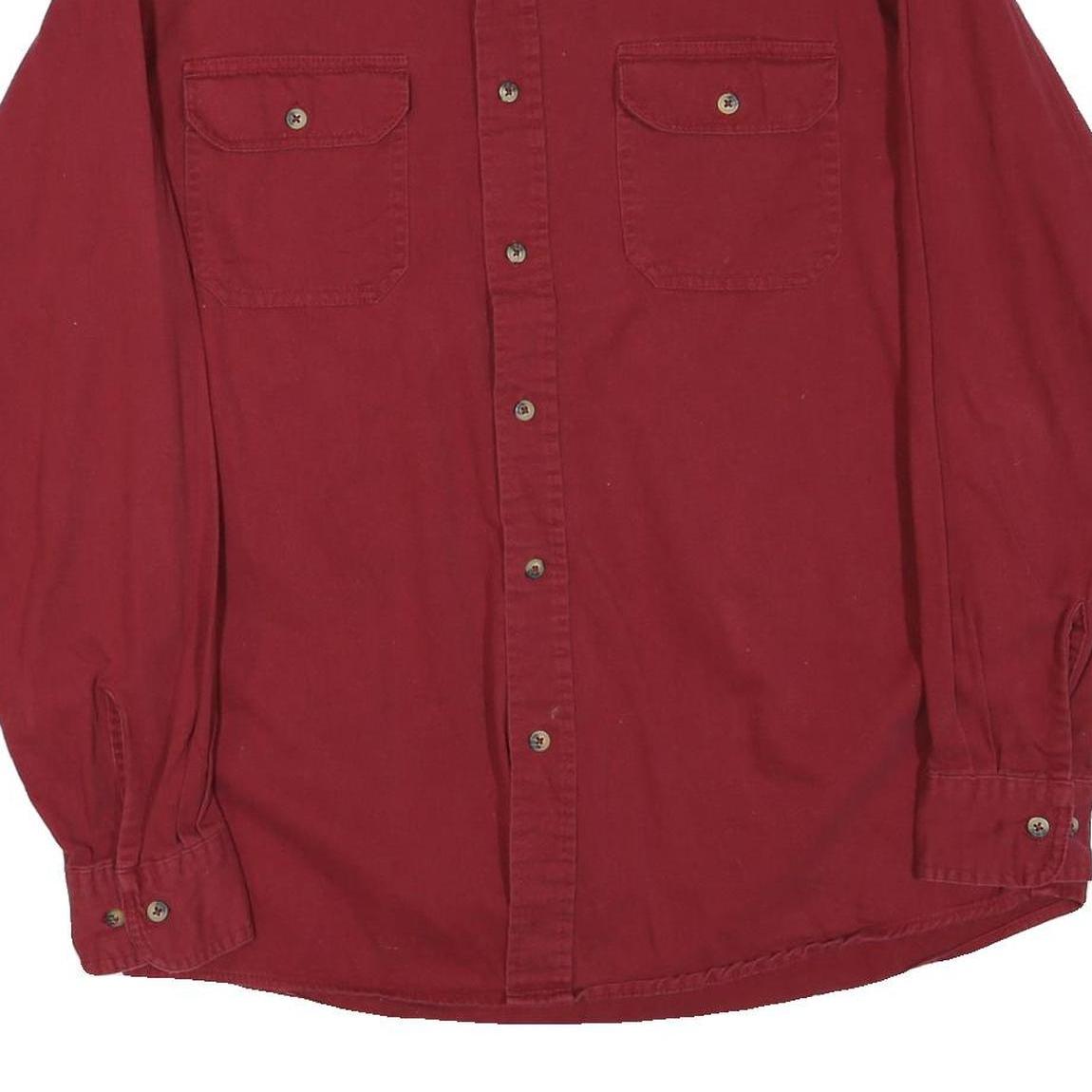 WRANGLER Mens Red Cotton Blend Shirt M Long Sleeve Button Pocket Casual