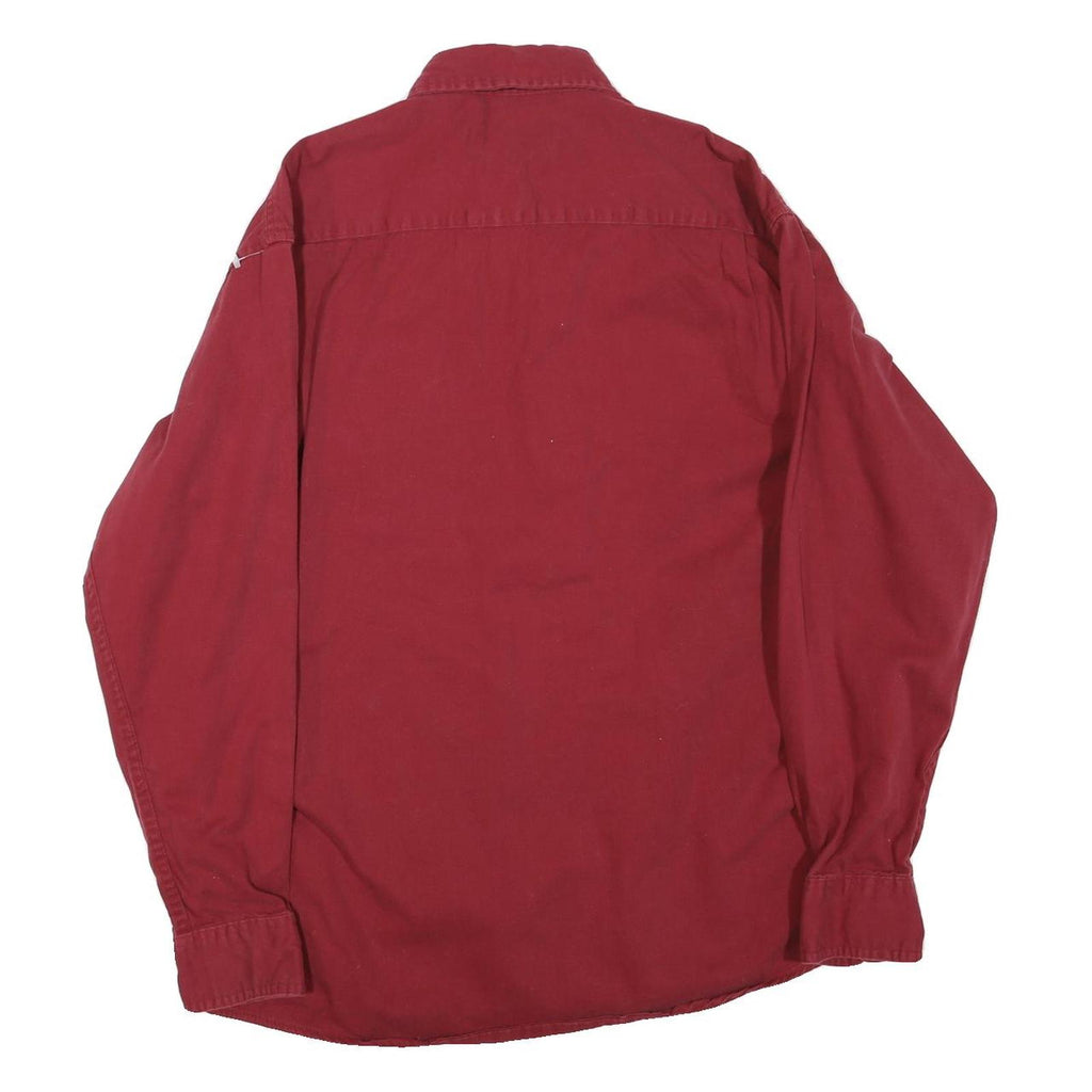 WRANGLER Mens Red Cotton Blend Shirt M Long Sleeve Button Pocket Casual