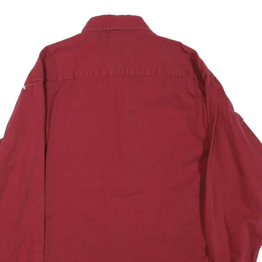 WRANGLER Mens Red Cotton Blend Shirt M Long Sleeve Button Pocket Casual