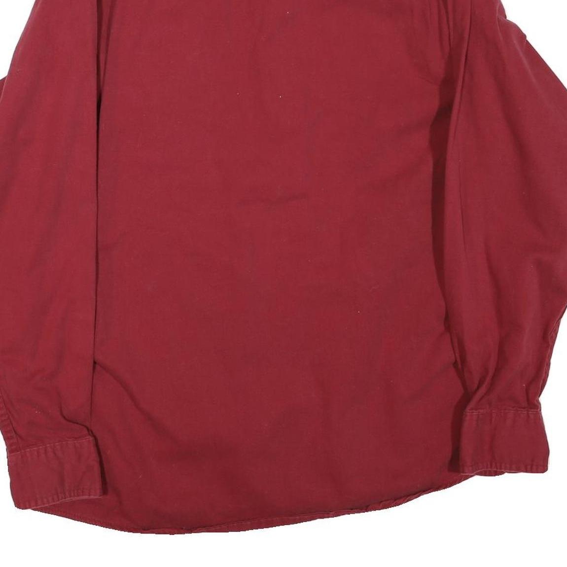 WRANGLER Mens Red Cotton Blend Shirt M Long Sleeve Button Pocket Casual