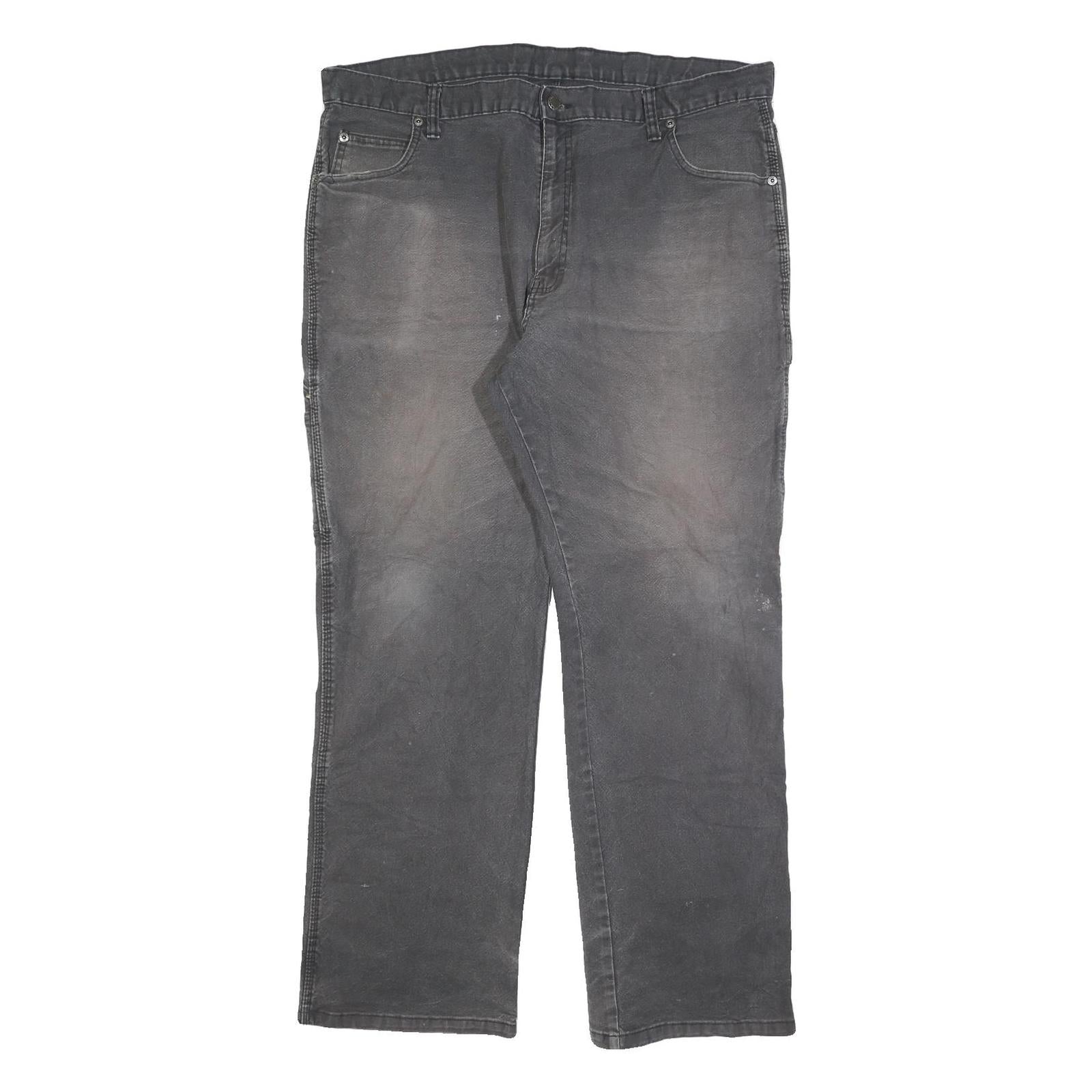 DICKIES Mens Relaxed Fit Black Denim Jeans W40 L32 Workwear Zip Pocket