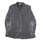 NATALIA Womens Silver Basic Shirt Long Sleeve Collared M Sparkle Evening