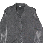 NATALIA Womens Silver Basic Shirt Long Sleeve Collared M Sparkle Evening