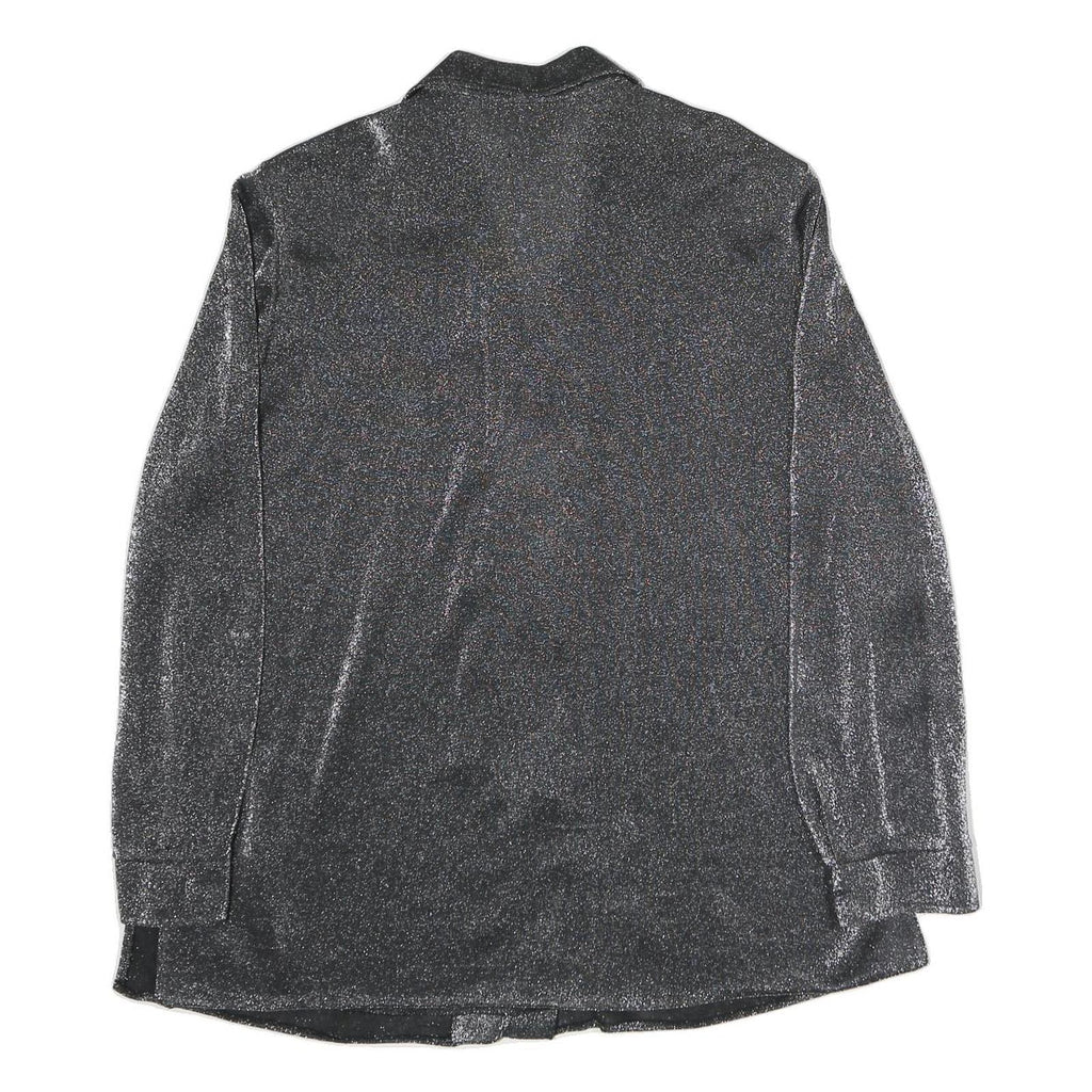 NATALIA Womens Silver Basic Shirt Long Sleeve Collared M Sparkle Evening