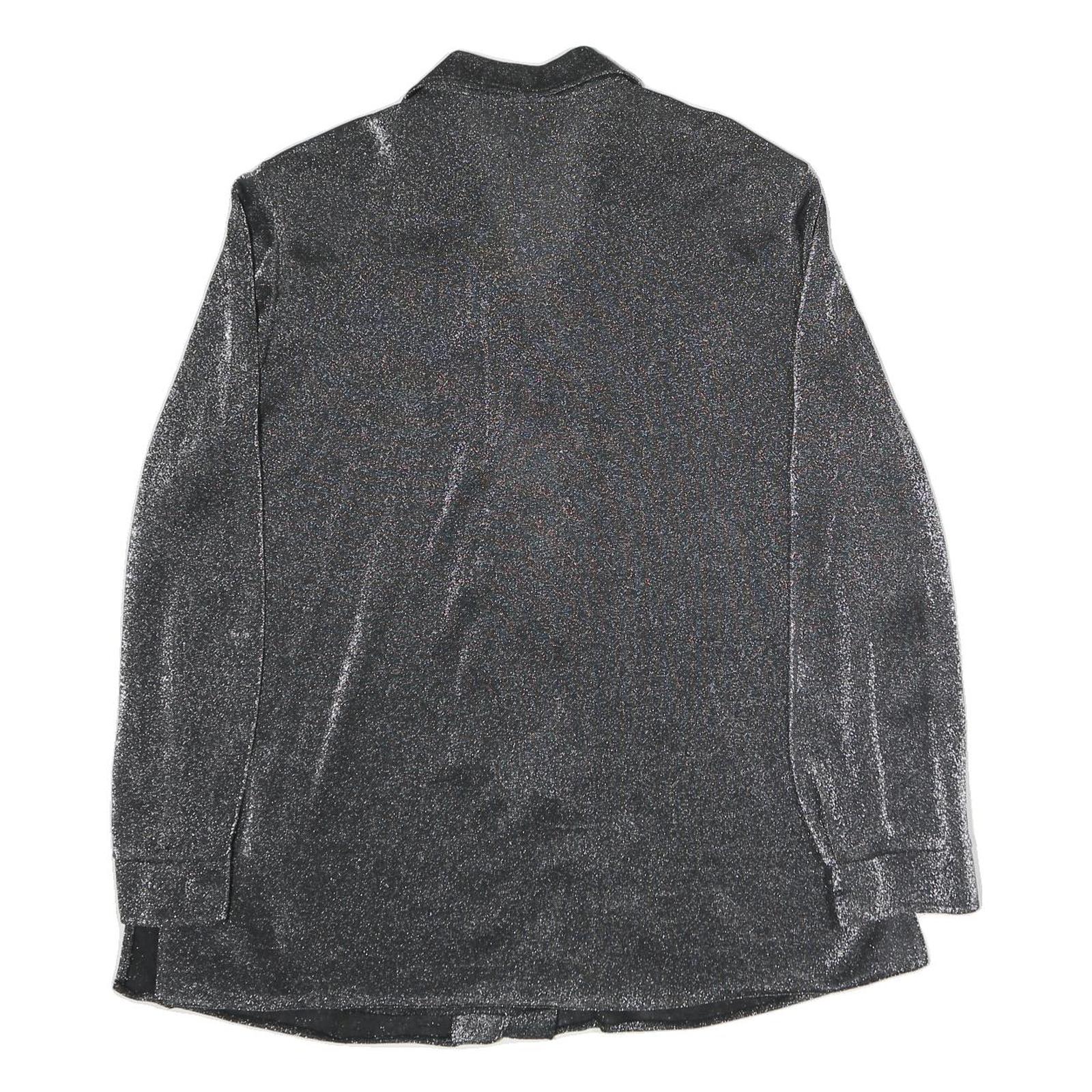 NATALIA Womens Silver Basic Shirt Long Sleeve Collared M Sparkle Evening