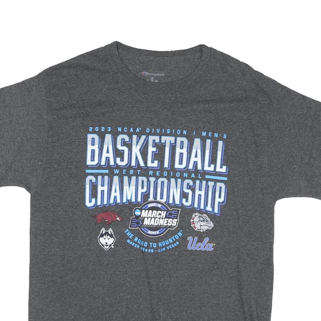 CHAMPION Mens Grey Basketball Championship Graphic T-Shirt M Short Sleeve Crew