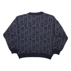 ANGELO LITRICO Womens Navy Blue Patterned Wool Blend Jumper V-Neck Basic Knit M
