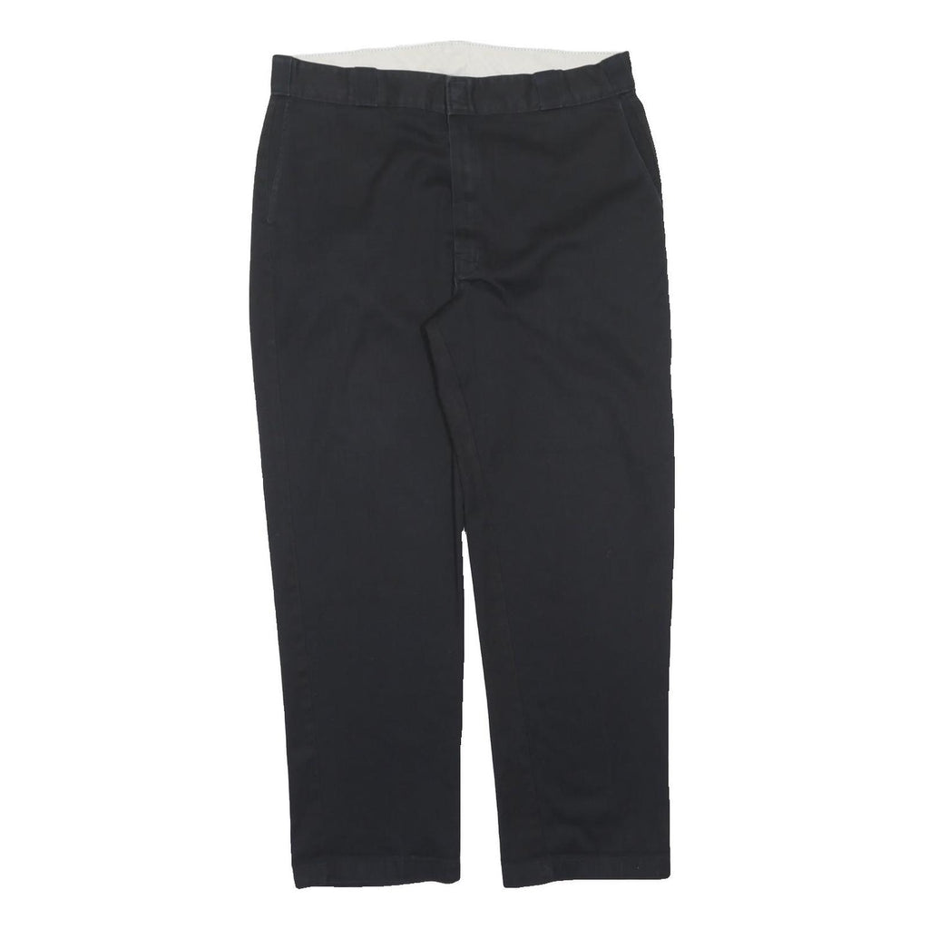 DICKIES Mens Regular Fit Black Polyester Blend Trousers W38 L32 Casual Zip