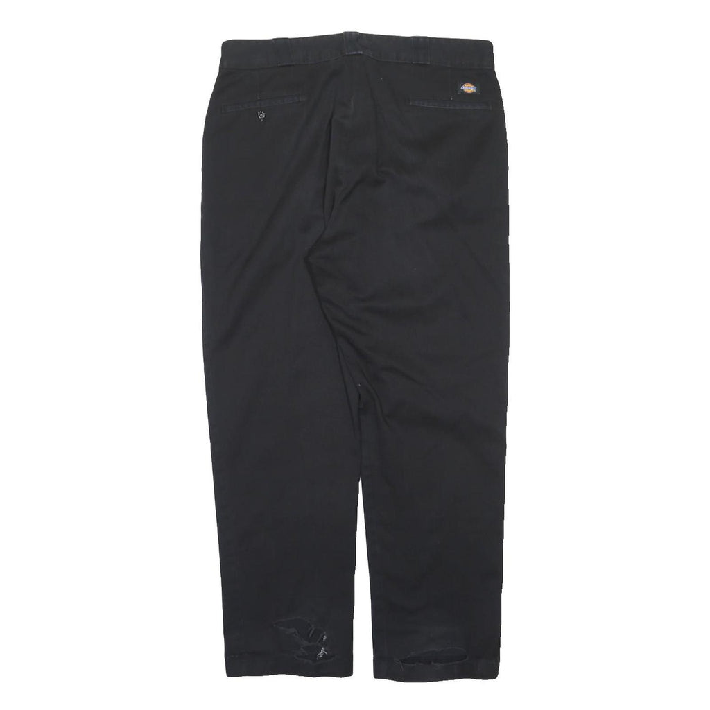 DICKIES Mens Regular Fit Black Polyester Blend Trousers W38 L32 Casual Zip