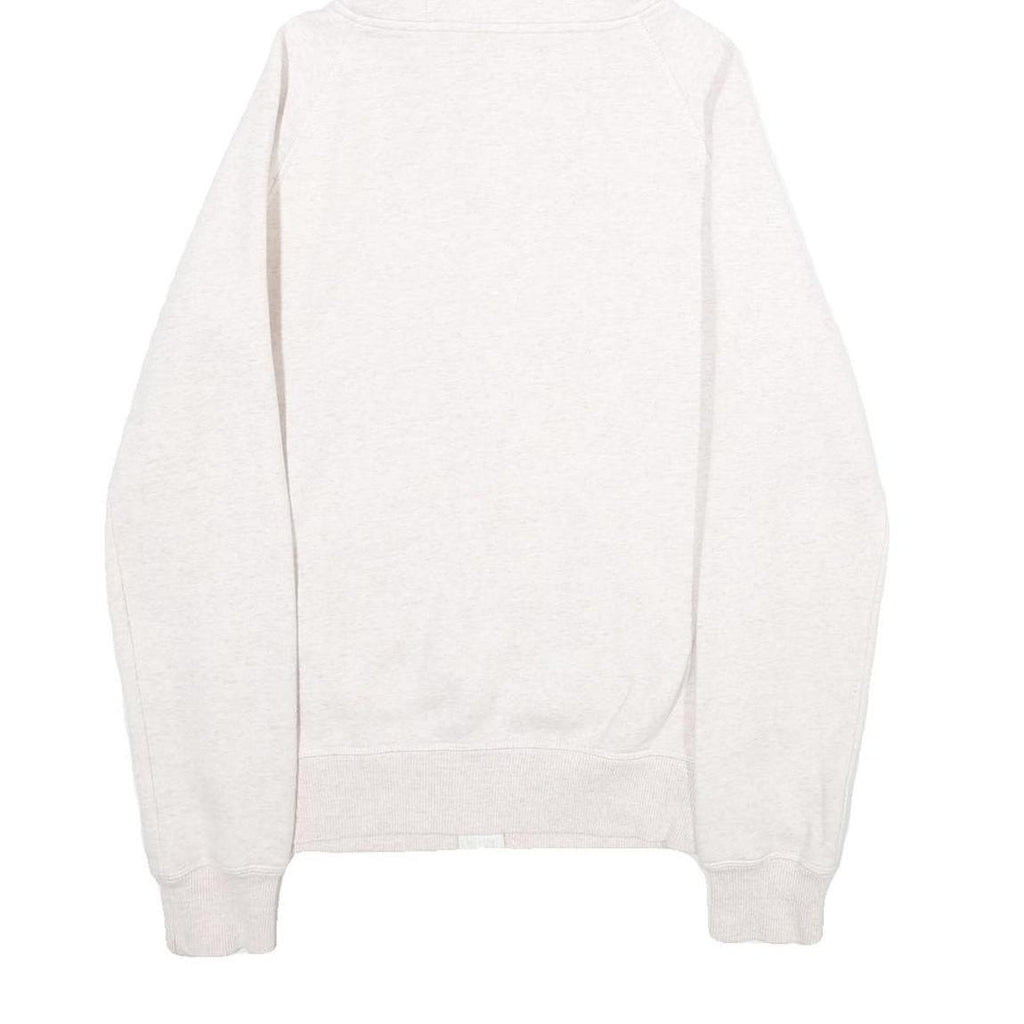 ADIDAS Womens Cream Hoodie UK 10 Full Zip Cotton Blend Casual