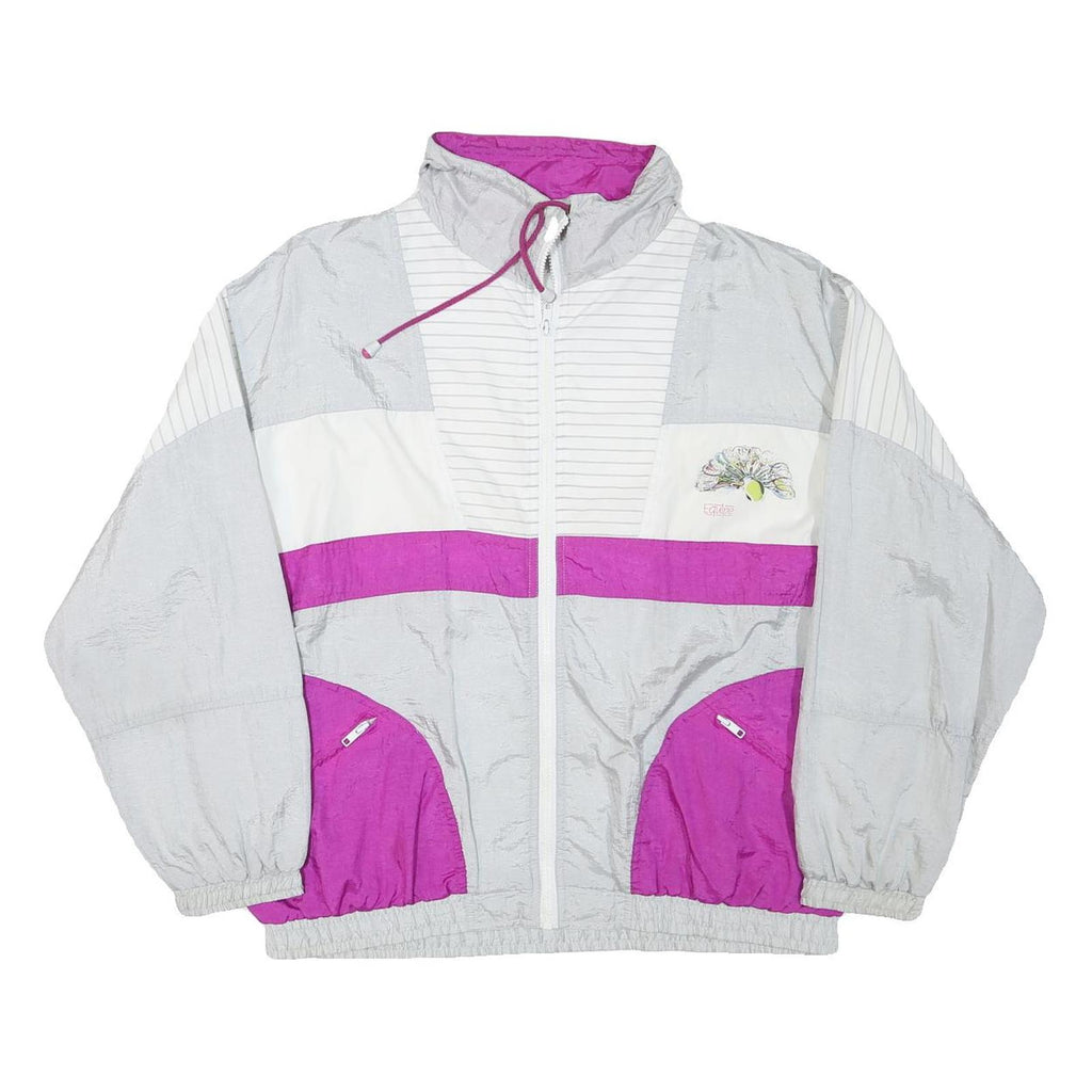 EQUIPE Womens Grey & Purple Zip Jacket L Polyester Blend Lightweight